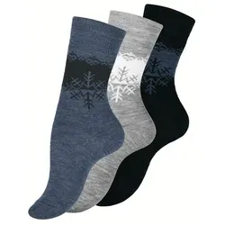 Cotton Prime® Socken (3-Paar) mit Innenfrottee blau|grau|schwarz 39-42