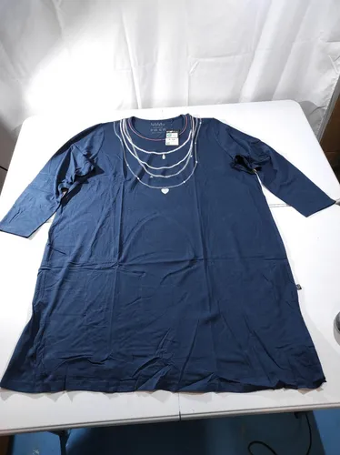 Ulla Popken Longshirt Gr 54 56 Dunkelblau Kette Glitzer Tunika Kleid neu OVP