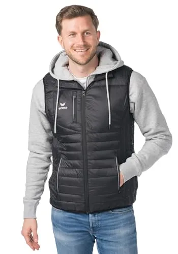 Erima Herren CMPT Stepp Weste (2062414) schwarz, M - Herren Funktionsweste, leicht und wattiert, mit schmalen Steppnähten für sportliche Passform. Ideal für Outdoor-Aktivitäten dank komfortablem Kragen und praktischen Taschen.
