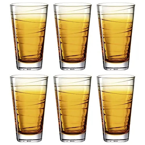 LEONARDO Longdrinkglas VARIO STRUTTURA, 6-teilig, 280 ml - Longdrinkgläser mit modernem Design und hoher Widerstandsfähigkeit. Ideal für stilvolle Genussmomente, spülmaschinengeeignet und in edlem Orange!