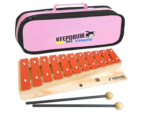 SONOR Glockenspiel G10 mit Tasche Pink - Glockenspiel für Kinder mit 13 hochwertigen Klangplatten, ideal für die musikalische Früherziehung. Inklusive schützender Tasche aus reißfestem Nylon.