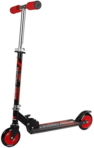 Kids Globe Schleifscheibe Street Rider Aluscooter - City-Roller in Rot-Schwarz mit ABEC 7 Lagern für smoothes Fahren. Höhenverstellbarer Lenker und faltbares Design bieten Komfort und einfache Handhabung. Ideal für Kinder zur Förderung von Gleichgewicht und Koordination.
