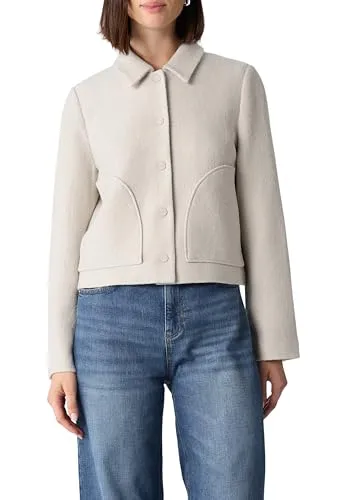 comma Kurze Jacke aus Boiled Wool beige 38 - Funktionsjacke aus hochwertiger Boiled Wool, ideal für stilvolle Wärme und Komfort in der Übergangszeit.