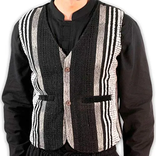 Kunst und Magie Bunte Herren Hippie Weste, Größe:L, Farbe:Schwarz/Grau