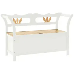 Sitzbank aus massivem Tannenholz, Weiß/Braun, 107x75.5x45 cm - Diese stilvolle Sitzbank aus massivem Tannenholz bringt Wärme in jeden Eingangsbereich. Mit praktischem Stauraum und komfortabler Rückenlehne ideal für Ordnung und Entspannung.