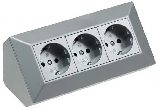 CT23632 3-fach Steckdosenblock, silber 250V~/ 16A, Aufbau X
