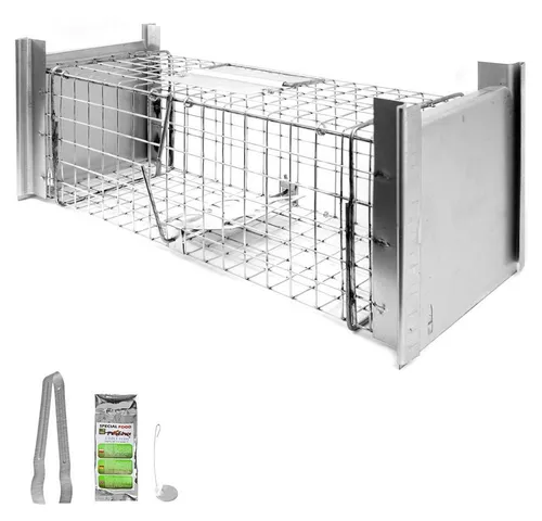 Petigi Lebendfalle - Tierfreundliche Marderfalle für Garten und Landwirtschaft - Effektive Lebendfalle für Mäuse, Ratten, Füchse und Waschbären. Mit Doppelverriegelung und umfangreichem Zubehör für sichere Anwendung überall.