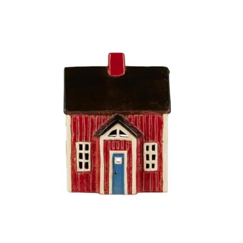 IB Laursen Lichthaus Visby rot mit schwarzem Dach - Nussknacker Teelichthalter im Landhausstil, sorgt für ein gemütliches Lichtspiel und ist ein einzigartiges Dekoelement für jede Jahreszeit.