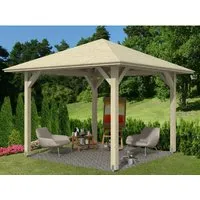 Skan Holz Holz-Pavillon Cannes 1 Natur unbehandelt - Gartenlauben & Holz-Pavillons - Robuste 12 cm x 12 cm Pfostenkonstruktion für optimalen Witterungsschutz und schnellen Aufbau im Garten.