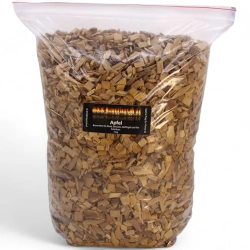 Räucherchips Apfel 1 KG für den Smoker und Kugelgrill BBQ Woodchips (4-10 mm) Naturholz aus PEFC-Forstwirtschaft - HACCP-Zertifiziert