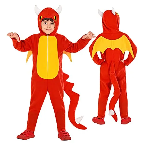 W WIDMANN MILANO Party Fashion - Kinderkostüm Drache, grüner Einteiler mit Kapuze, Tierkostüm, Faschingskostüme, Karneval