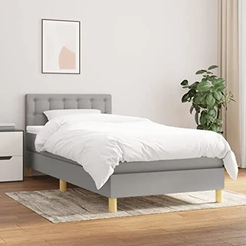 vidaXL Boxspringbett Einzelbett 80x200cm - Hochwertiges Boxspringbett mit atmungsaktivem Stoff und höhenverstellbarem Kopfteil für optimalen Komfort. Ideal für erholsame Nächte und perfekte Unterstützung für Rücken- oder Bauchschläfer.