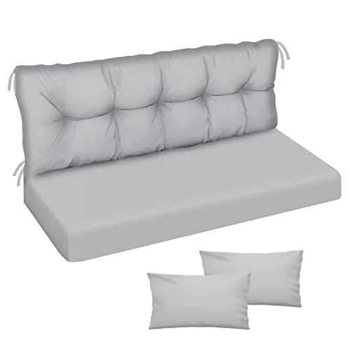 Auflage für Hollywoodschaukel 100x50x50 – Komfortables Sitzkissen-Set für Gartenbänke, Hellgrau