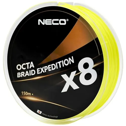 NECO Geflochtene Angelschnur X8, 0,06-0,40mm, 5,9-41,2kg, 150m, 8-Fach PE Schnur mit Nano-Beschichtung, Extrem Stark, Abriebfest & Leise, für Spinnfischen und Meeresangeln