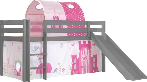 Spielbett >PINO< in Kiefer massiv grau lackiert - 210x114x218 (BxHxT)