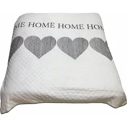 One Home Tagesdecke Herzen Home, gesteppt, Bettüberwurf oder Sofaüberwurf grau 220 cm x 240 cm