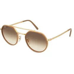 Ray-Ban RB3765 Unisex-Sonnenbrille - Goldene Vollrand-Sonnenbrille mit eckigem Metall-Gestell - Sportbrillen für stilbewusste Träger, mit robustem Metall-Gestell und braunen Gläsern für optimalen UV-Schutz und Komfort.