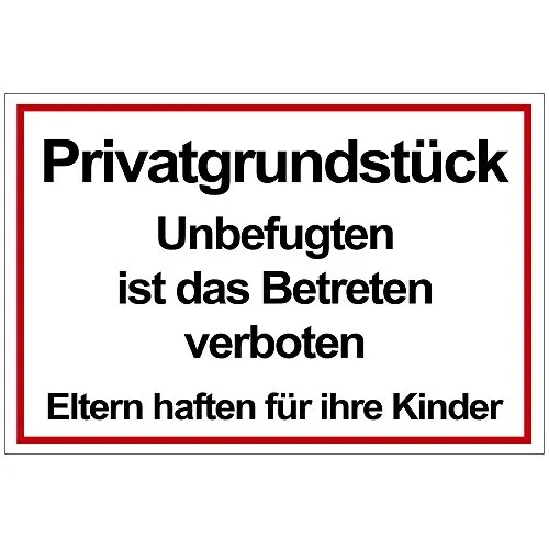 Schild Privatgrundstück aus Alu/Dibond 140x200 mm - 3 mm stark