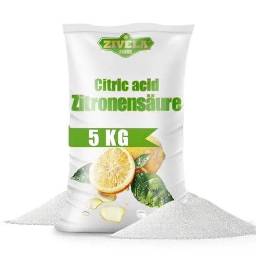 5Kg Zitronensäure Pulver in Lebensmittelqualität | Hausmittel für Küche & Haushalt | 5000g Citronensäure 100% Rein | Zitronensäure E330 (1x 5kg)