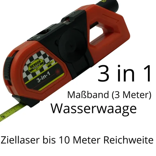 Laser Maßband 3-in-1 Wasserwaage Rollmaßband Bandmaß Zollstock präzise Messung