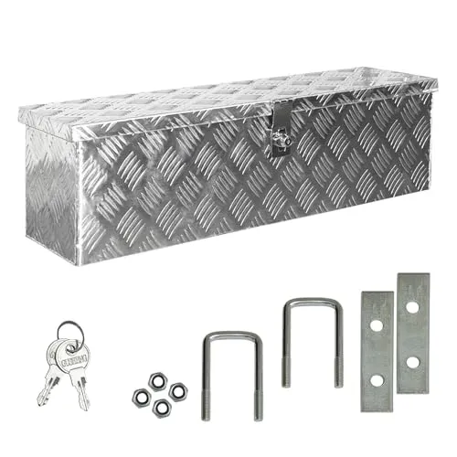 Trucky Anhänger-Deichselbox D035 - Aluminium Deichselkasten inkl. Montagesatz - Transportboxen für sichere Aufbewahrung: Die robuste Trucky Aluminium-Truckbox schützt Ihre Werkzeuge vor Witterungseinflüssen und unbefugtem Zugriff – ideal für Werkstatt und Garten.