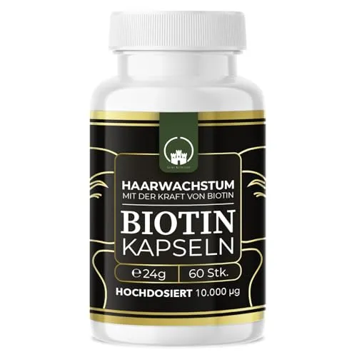 Saint Nutrition Biotin 10.000 µg hochdosiert – 60 vegane Kapseln für Haarwachstum, Haut, Nägel & Haare – Reines Biotin ohne Zusatzstoffe – Haarpfelge - Made in Germany – Haarvitamine Nahrungsergänzung
