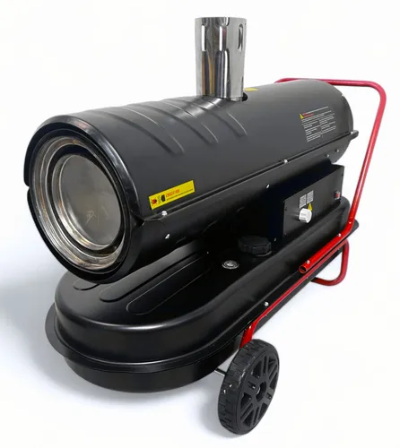 DeTec DT-30Di Indirekte Dieselheizung 30kW - Heizgerät für Werkstätten und Lagerhallen, mit variabler Heizstufe und einer Heizleistung von 30.000 Watt, ideal für Räume über 1000 m². Automatische Abschaltung und integrierter Thermostat bieten zusätzlichen Komfort.