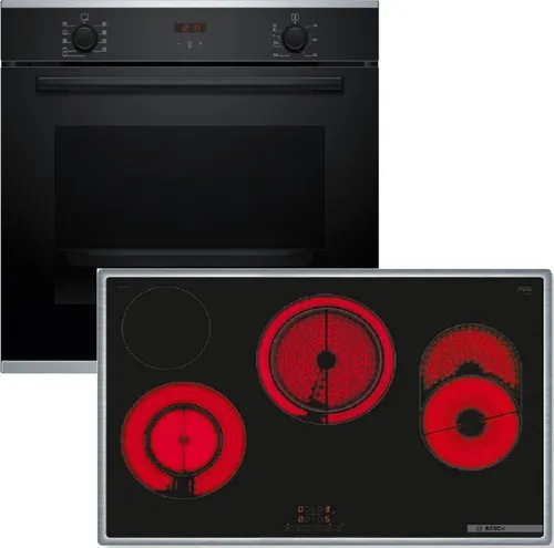 BOSCH Backofen-Set 4 HBD432FB85, mit nachrüstbar, Autostart, Halogen-Innenbeleuchtung