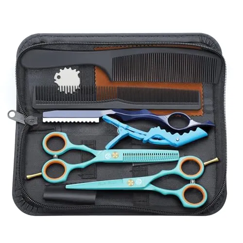 Purple Dragon Haarschere 5,5Zoll Grün Profi Friseurschere Friseurscheren set perfekt Haarschnitt für Damen und Herren Sharfe Schere für Barbier Friseur Anfänger