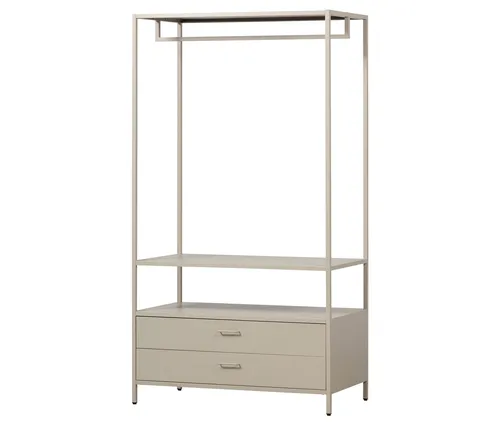 Ferris Offener Kleiderschrank 100 cm aus Metall in Sandfarbe - Eleganter offener Kleiderschrank mit viel Stauraum. Ideal für eine übersichtliche Kleideraufbewahrung. Hergestellt aus pulverbeschichtetem Metall, passt perfekt in jedes Schlafzimmer.