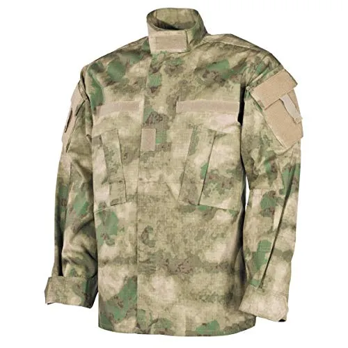MFH Herren US ACU Ripstop Feld Jacke HDT Camo FG Größe L - Übergangsjacke aus robustem Ripstop-Material, ideal für Outdoor-Aktivitäten mit mehreren Taschen und verstellbaren Manschetten für optimalen Komfort.