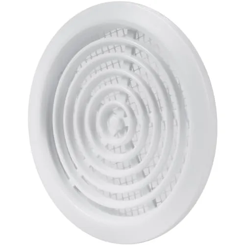 Vent Systems 80 mm Weiß Luftregister – Lüftungsgitter durch die Tür - Mit Insektenschutzgitter - runde Lüftungsgitter für den Innenbereich – Badezimmer, Schrank, Garage