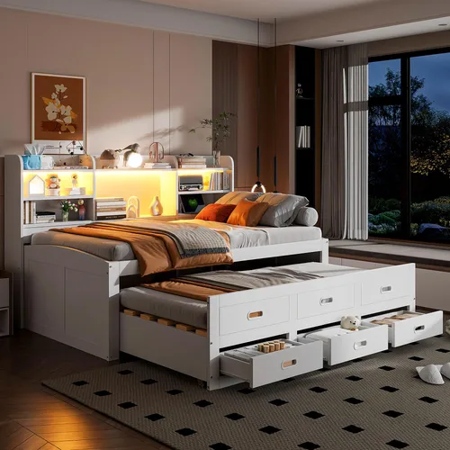 Multifunktionales Schlafsofa, Daybett, 90 x 200cm, mit USB und Fernbedienung