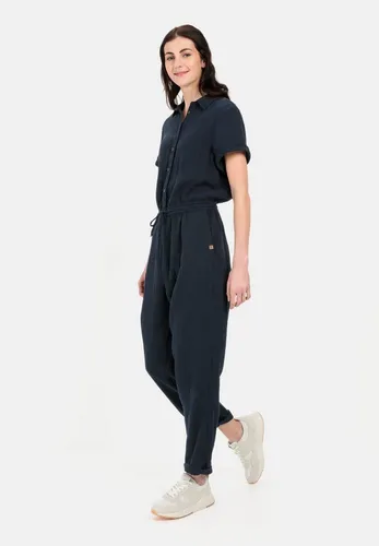 camel active Damen Jumpsuit aus sommerlichem Musselin Blau - Jumpsuit für Damen aus leichtem, weichem Baumwollmusselin mit Tunnelzug in der Taille, ideal für warme Tage und entspannten Style.