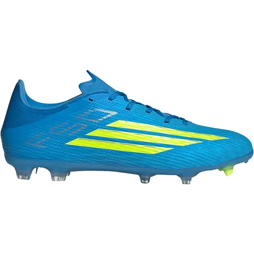 adidas Unisex F50 League Fußballschuhe, Lucid Ray Blue/Team Solar Yellow, 46 2/3 EU - Leichte Fußballschuhe für festen und vielseitigen Boden, optimaler Tragekomfort durch reguläre Passform und atmungsaktives Obermaterial.