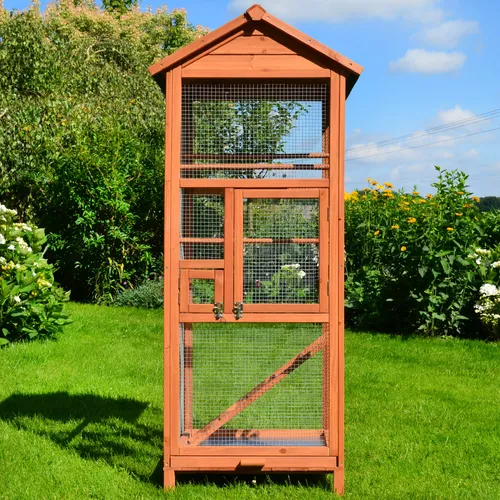 Zooprinz Vogelhaus Vogelvoliere M, L oder XL mit Bitumendach und Kotschublade - Geräumige Zooprinz Vogelvoliere aus massivem Kiefernholz – ideal für verschiedene Vogelarten. Mit wetterfestem Dach und praktischer Kotschublade für einfache Reinigung. Sicher und langlebig für Ihr Zuhause.