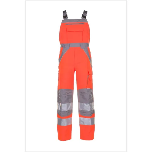 Planam Plaline Warnschutz Latzhose Gr. 48 - orange/zink - Sicherheitshose in leuchtendem orange/zink, ideal für erhöhte Sichtbarkeit und Sicherheit bei der Arbeit. Hergestellt aus strapazierfähigem Material für optimalen Komfort.
