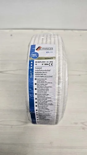 Schwaiger Koaxial-Installationskabel 50 m, 4-Fach, 135dB - HiFi-Kabel mit extrem hoher Schirmung von 135 dB für optimale Signalübertragung und Schutz vor Störungen, individuell anpassbar und ideal für Fernsehempfangsanlagen.