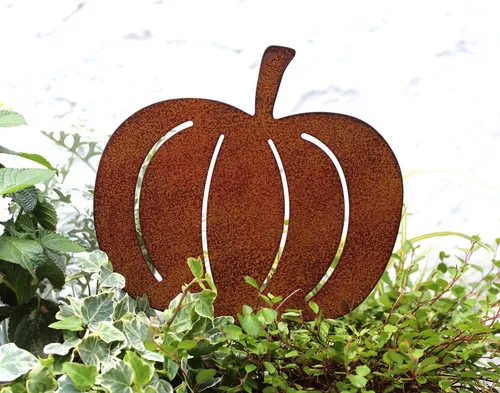 LB H&F Lilienburg Gartenstecker Herbstdeko Herbstdekoration Deko Herbst Kürbis Gartendeko (Gartenstecker Beetstecker Rost Metall Deko Garten Herbst Herbststecker)