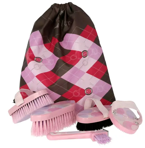 KERBL Putzbeutel Lilli befüllt Striegel Hufkratzer Kardätsche Bürsten für Pferde