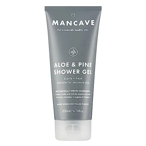 ManCave Duschgel Männer für Empfindliche Haut - Aloe und Kiefer 200 ML - Sulfatfrei und Natürlich, Vegan, Tierversuchsfrei, Recycelte Verpackung, Sensitiv Duschgel Herren