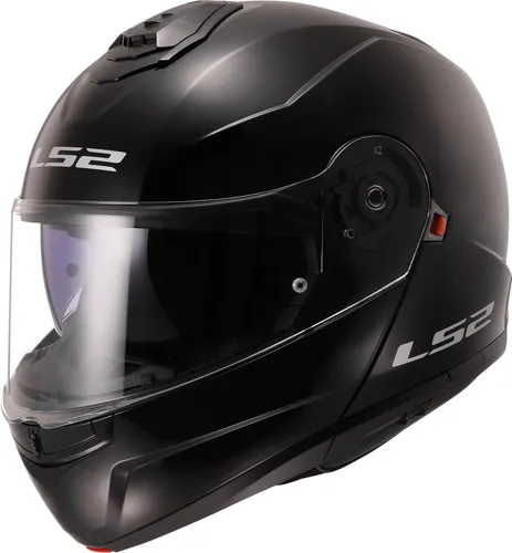 LS2 Strobe II Modularer Motorradhelm Gloss Black XXL - Modularer Motorradhelm aus KPA-Polycarbonat, leicht mit nur 1700 g. UV- und kratzfester Sonnenschutz, vorbereitet für Pinlock-Visiere, ideal für Sicherheit und Komfort auf der Straße.