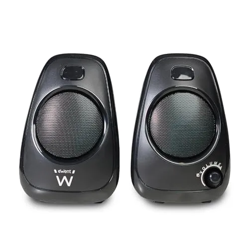 Ewent Lautsprecher 2.0 mit USB-Stromversorgung und integriertem Lautstärkeregler | Leistung 10 W | Anschluss 3,5 mm Klinke | kompakte Lautsprecher für PC, Laptop, Smartphone und Tablet | EW3527