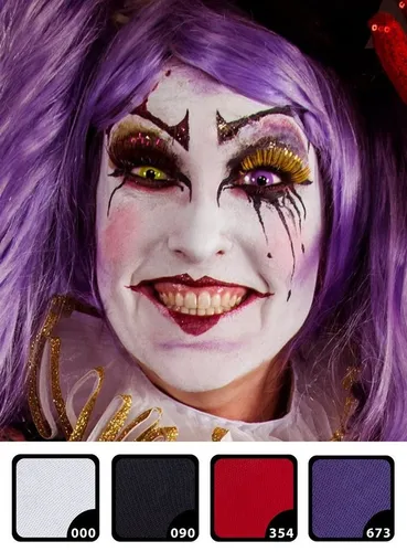 Maskworld Theaterschminke Make-up Set Punk Harlekina, Halloween Schminkset mit perfekt abgestimmten Komponenten