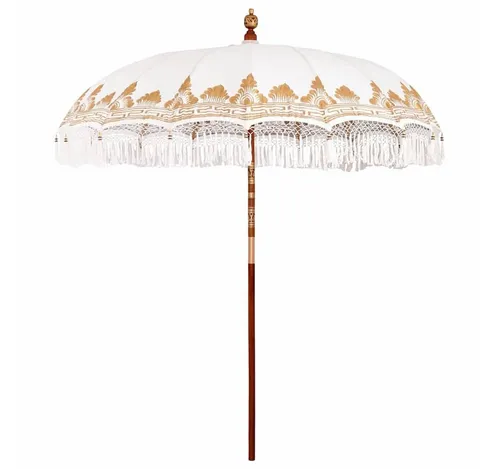 vidaXL Sonnenschirm Cremefarben 210-220 cm - Runder Sonnenschirm aus Baumwolle und massivem Holz, ideal für Garten und Terrasse. Verstellmechanismus für flexiblen Schatten und entspannte Atmosphäre an heißen Tagen.