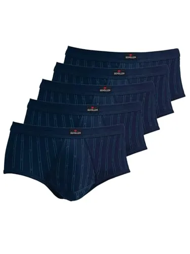 SCHÖLLER 5er Pack Herren Slip mit Eingriff Baumwolle 170-45-420 Gr. L in Neptune Blue-Blue Grey