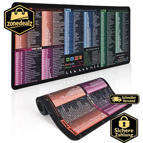 Excel Spickzettel Schreibtischunterlage 80x30 cm Wasserdicht Mausmatte Büro