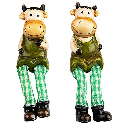 Ideen mit Herz Deko-Figuren mit Schlenkerbeinen | Frühling & Ostern | Kantensitzer | Kantenhocker | 18 cm (Kühe)