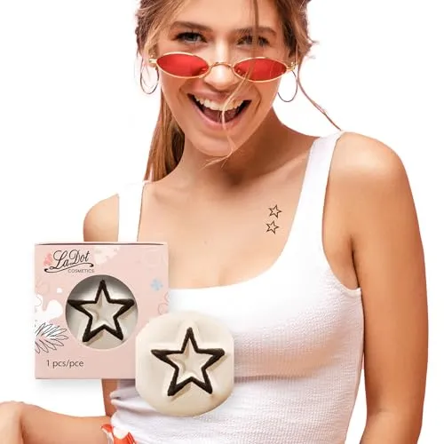 LaDot Temporäre Tattoos – Stern und viele weitere Designs | Sicher einfach anzubringen und ein Spaß für Kinder und Erwachsene