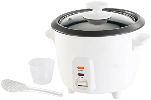 Rosenstein & Söhne Mini-Reiskocher mit Warmhaltefunktion - Kompakter Reiskocher für 2-3 Personen, 0,6 Liter, vollautomatisch mit Antihaft-Beschichtung für einfache Reinigung und ideal für leckeren Reis.
